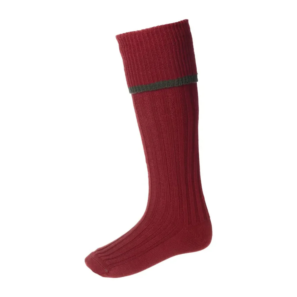 House of Cheviot Estate Field Socks Brick Red/Spruce